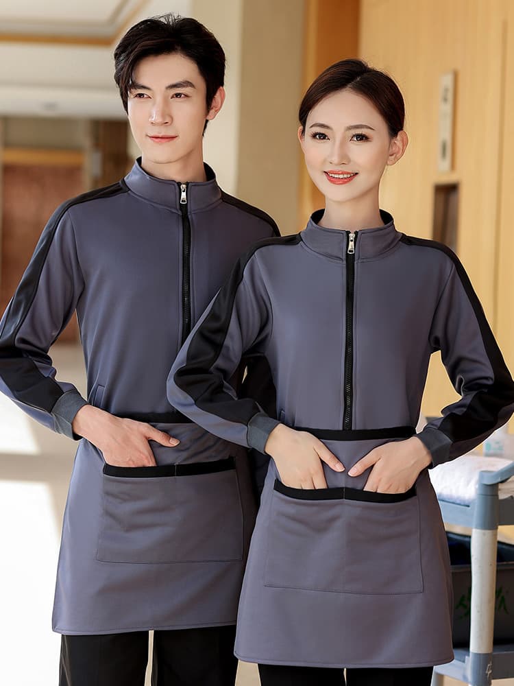 Hotel Room Attendant Uniform Spring and Winter Cleaning Uniform Long Sleeve Cotton Thickened Property Uniform Set