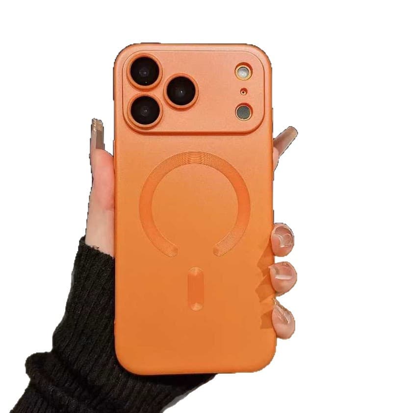 Compatible with Apple 17 Pro Max Liquid Metal Paint MagSafe Phone Case iPhone 16 Lens Film 15 Solid Color TPU3