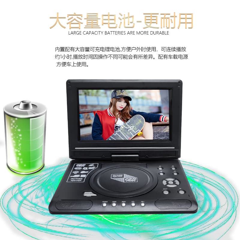 Best-selling 9.8-inch HD Portable DVD Player for Kids, Learning Disc Player, Portable VCD