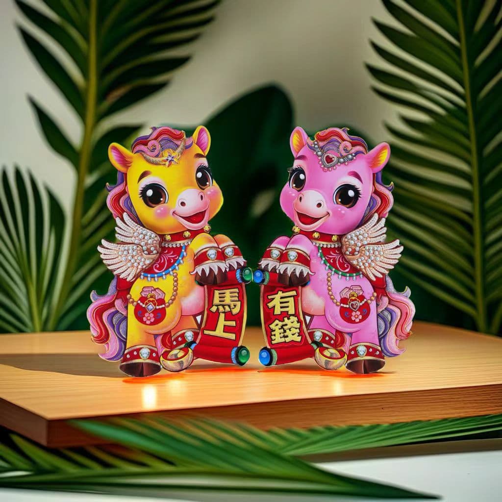 2026 Horse Year Zodiac 3D Character Door Stickers, Spring Festival Festive Decoration Hanging Ornaments, Housewarming Fortune Supplies Wholesale