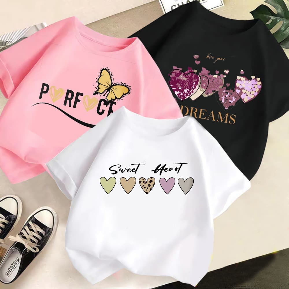 Girls T-Shirt Short Sleeve Base Layer 2026 New Summer Fashion Children's Half Sleeve Top Kids Clothing Cross-Border Export Cotton
