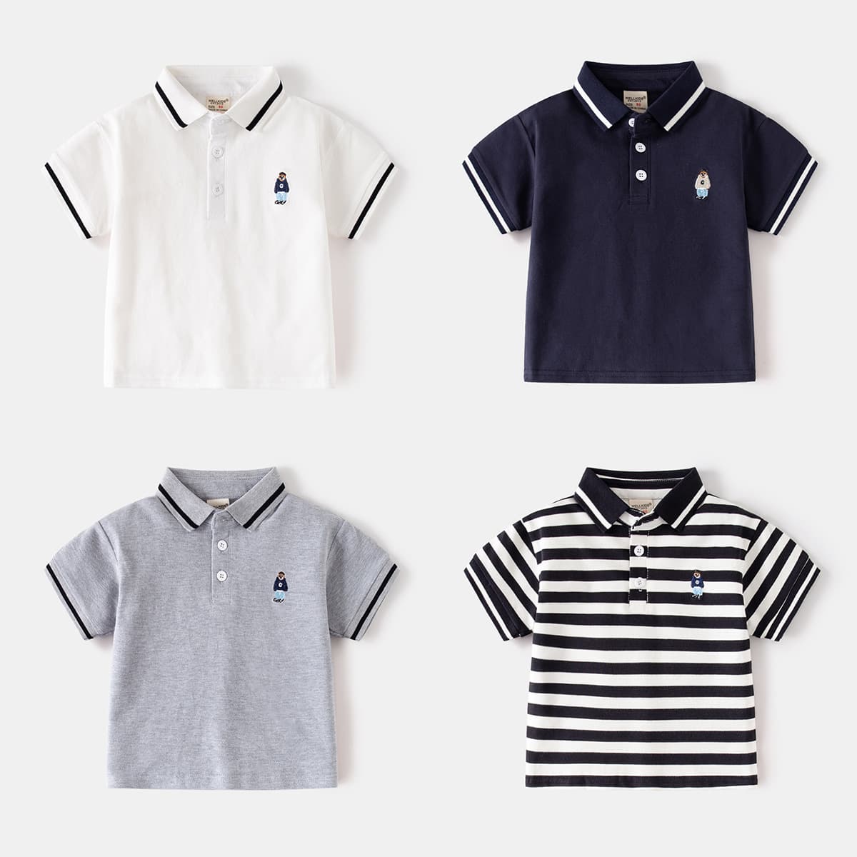 Boys' Short Sleeve T-Shirt 2025 New Embroidered Polo Shirt, Baby Short Sleeve Top Fashion Cartoon Kids' Wear Wholesale