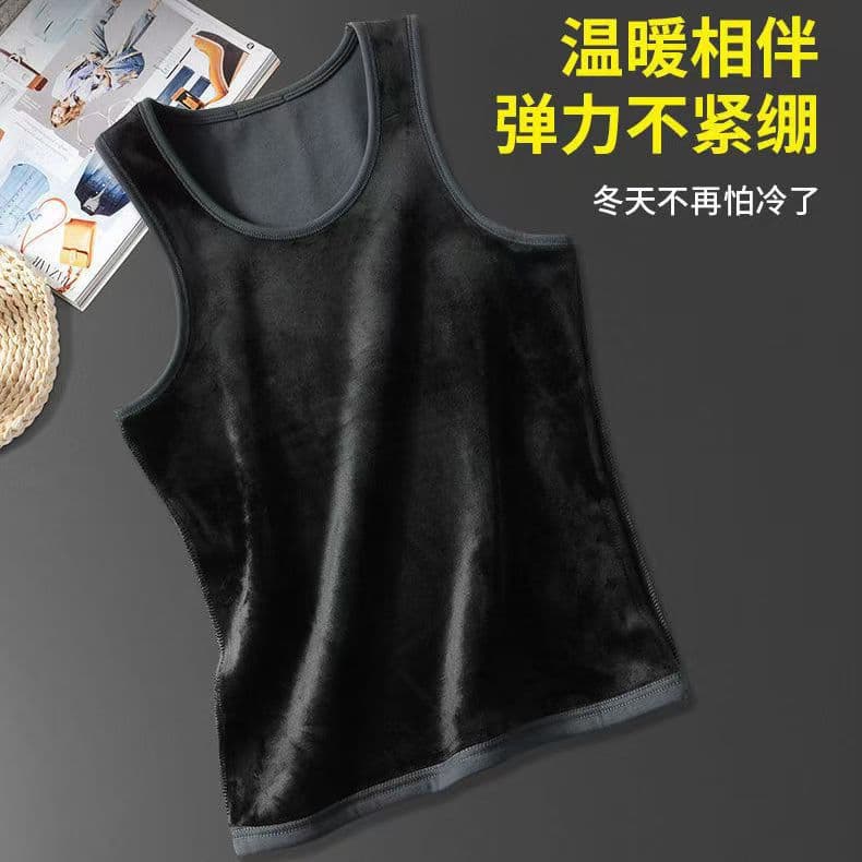 Fleece-Lined Vest Men's Tight Thermal Underwear Large Size Men's Thermal Vest Sleeveless Seamless Tank Top