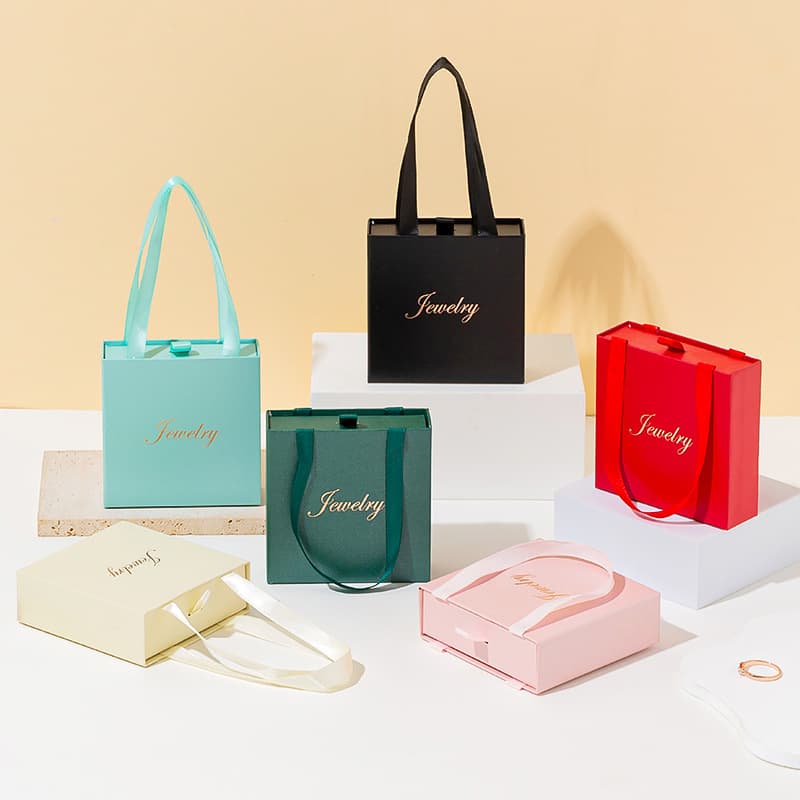 Ready stock multi-color portable drawer box necklace ring jewelry box earrings bracelet jewelry storage pull-out gift box