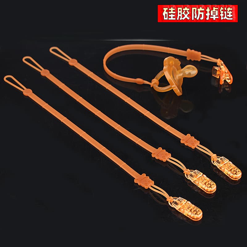 Wholesale silicone teething toy chains for babies, pacifiers, teethers, and bite toys with anti-fall silicone chains.