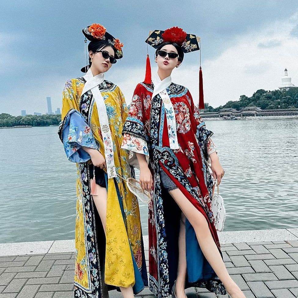 Ethereal Ancient Style Jin Merchant Qing Dynasty Han Women's Gege Clothing Changyi Qipao Palace Style Bridesmaid Hanfu Printed