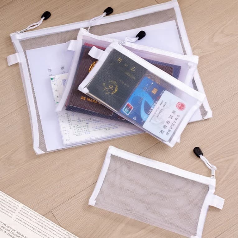Student File Bags, Transparent A4 Zipper Document Archive Bags, Office Mesh File Folders, Home Miscellaneous Storage Bags