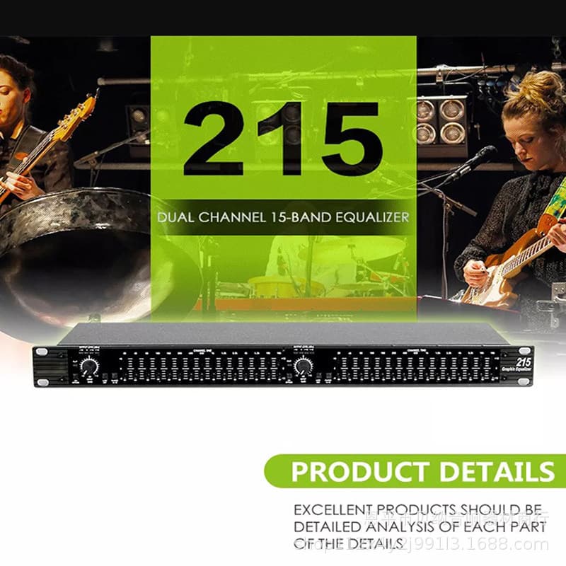 Factory cross-border direct sales 215XL dual 15-band equalizer for professional home, stage performances, weddings, KTV, and conference sound tuning.
