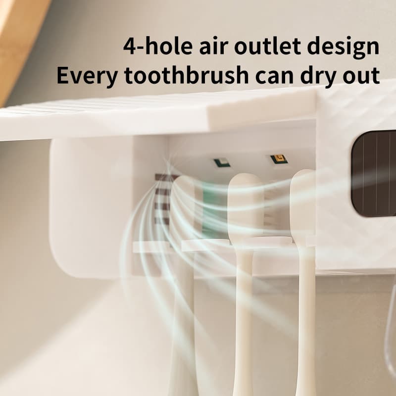New cross-border smart toothbrush holder, sterilizer, air dryer, multi-functional disinfector, toothpaste dispenser, no drilling required, wall-mounted, minimalist design.
