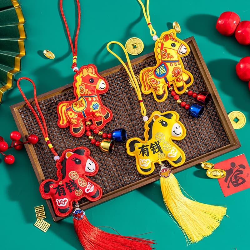 2026 Horse Year Embroidered Zodiac Mascot Ornament New Year Souvenir "Immediate Wealth and Blessings" Sachet Wholesale