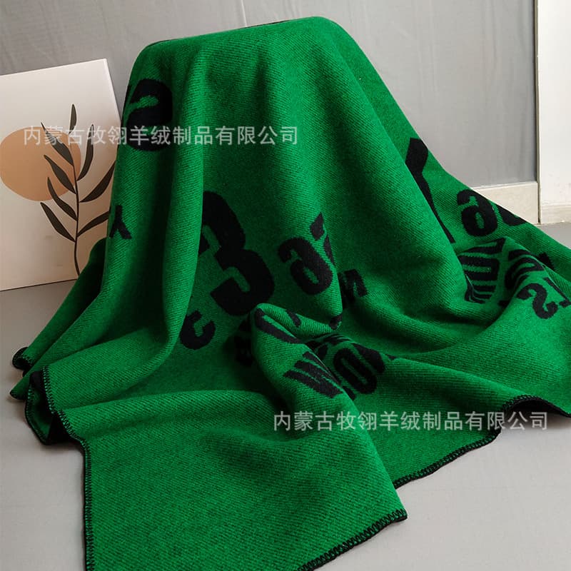 Muling classic digital jacquard wool poncho, double-sided dual-color, wool cashmere blanket