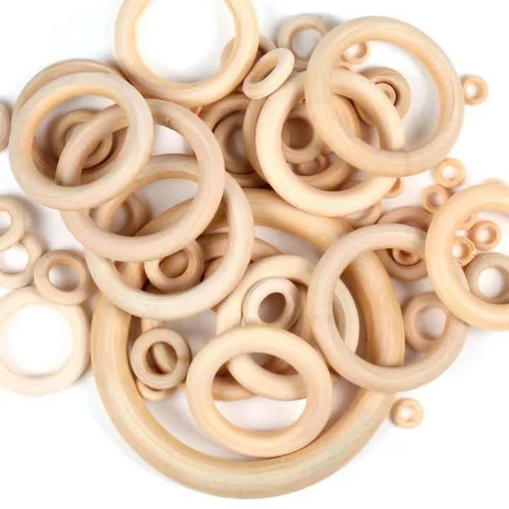 20-120mm natural wood color rings for DIY craft accessories, hanging rings, handbag buckles, curtain rings