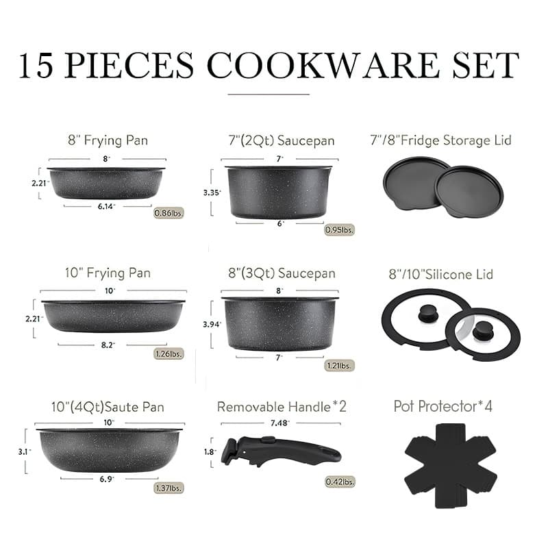 Cross-border Detachable Home Non-stick Wok Set, Mica Stone, Suitable for Induction Cooker and Gas Stove, Flat Bottom