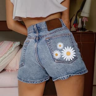 Women's Denim Shorts Embroidered Washed Denim Shorts High Waist Casual Women's TEMU Hot Selling Denim Shorts European and American
