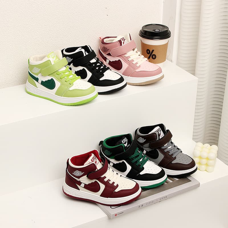 2024 spring new children's shoes girls' Boys' board shoes middle and big children aj sneaker breathable non-slip soft bottom sneaker