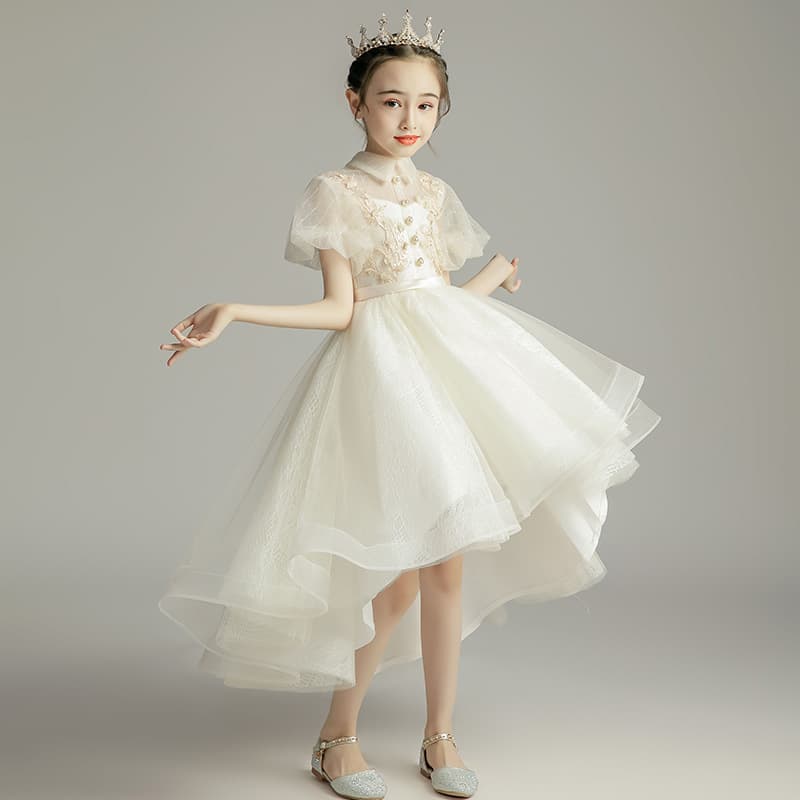 Flower girl princess dress children's evening dress fashionable little girl's birthday fluffy gauze girl host performance costume