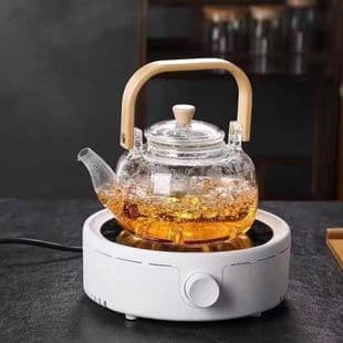 Custom Glass Tea Pot, High-Temperature Resistant, Bamboo Handle Lifting Pot, Home Electric Ceramic Stove Kettle, Stove Top Tea Pot