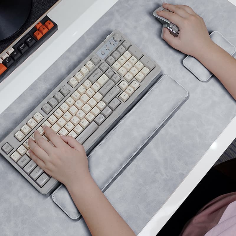 Cross-border Crazy Horse Grain New Style Mouse Pad Custom PVC Leather Keyboard Mouse Wrist Rest Pad Hand Rest Pad Three-Piece Set