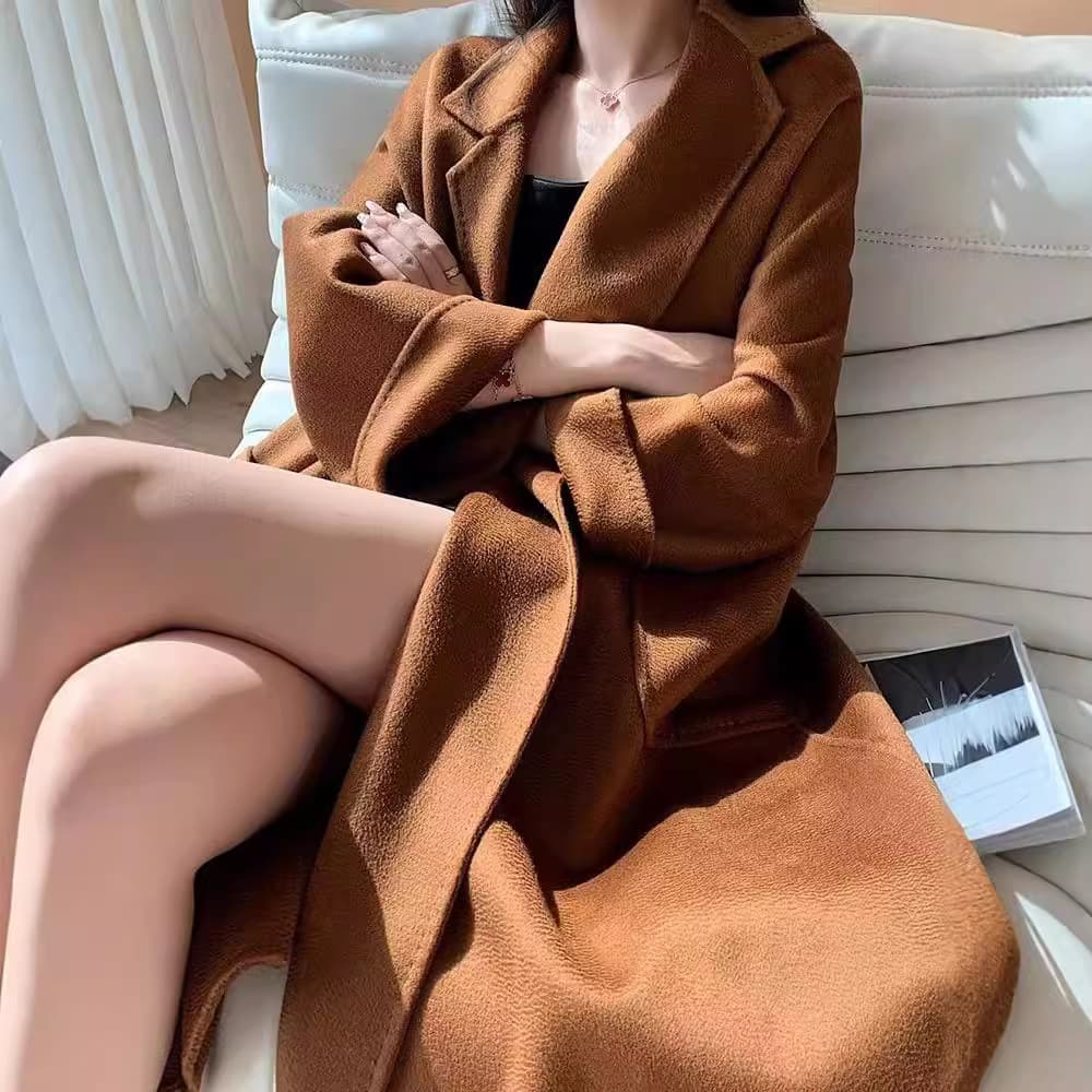 Labbro Bathrobe Style Max Same Design Double-Faced Water Ripple Cashmere Coat Women's High-End Wool Blend Coat