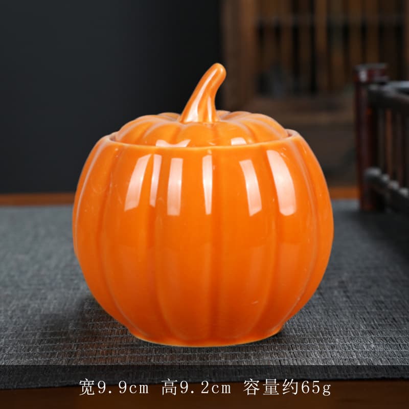 Ceramic Simulation Pumpkin Tea Cans Household Sealed Storage Candy Cans Home Decoration Ornaments Wedding Opening Gift
