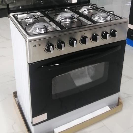 760mm 5-Burner Gas Cooker with Oven Upright Integrated Stove Export EU/UK Standard BBQ