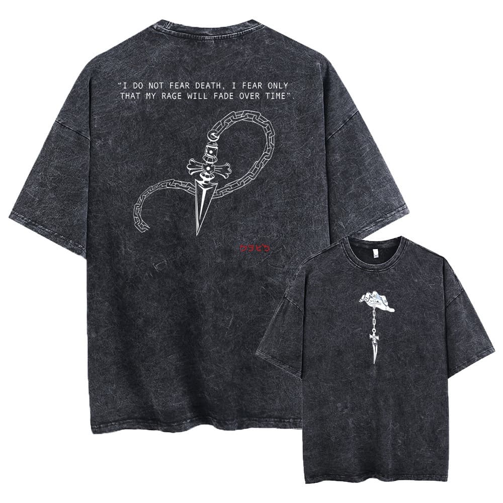 Foreign Trade New Hunter X Hunter Anime Print Retro Washed Cotton Harajuku T-Shirt Streetwear Hip Hop