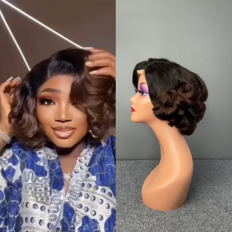 Human hair full wig lace short hair wig foreign trade wig Xuchang humanhair wig lace wig