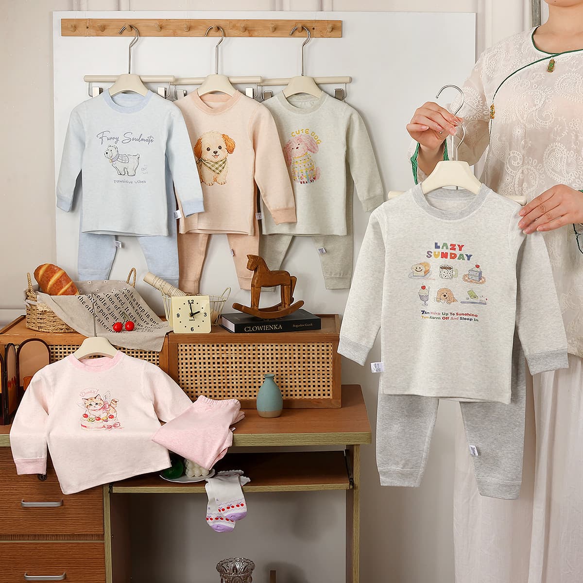 Children's Pajamas for Autumn/Winter, Boys' Pure Cotton Underwear Set, Girls' Inner Layer Homewear, Warm Thermal Underwear for Baby Girls and Boys