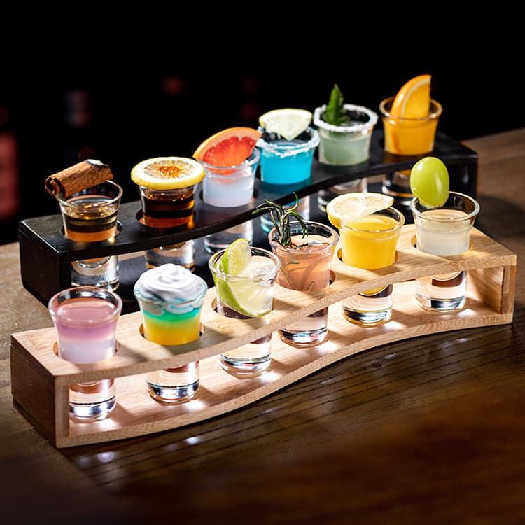 Shot Glass Rack, Bullet Cup, One-Shot Cup, Baijiu Cup, Cocktail Glass Rack, Wooden Rack, Tumbler Cup