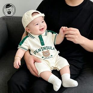Baby Summer Outfit Pure Cotton Thin Style, Newborn Short Sleeve Bodysuit, Summer Baby Boy Romper, Super Cute Fashionable Outing Wear