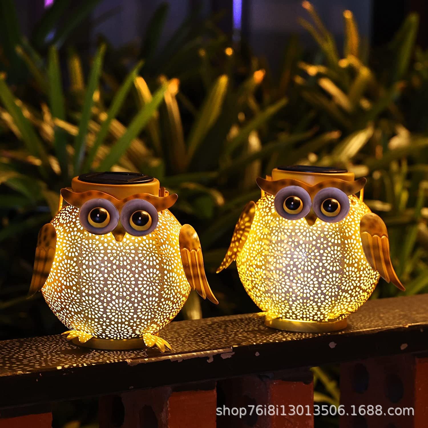 Cross-border Outdoor Solar Garden Light Owl Iron Art Hollow Projection Lawn Stake Light Outdoor Garden Light