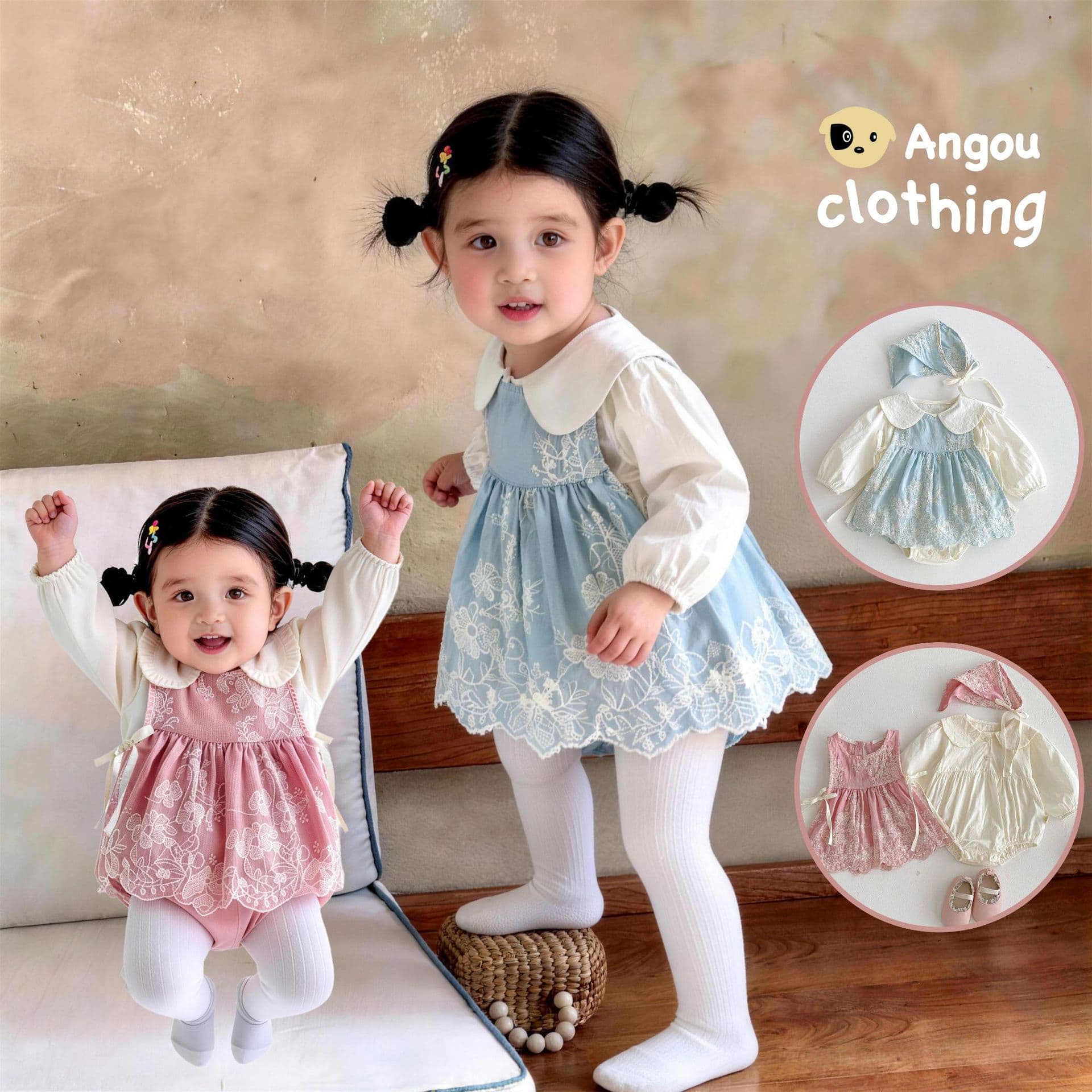 Spring Infant Baby Girls Romper Princess Set Bodysuit Crawling Outfit 3-Piece Set