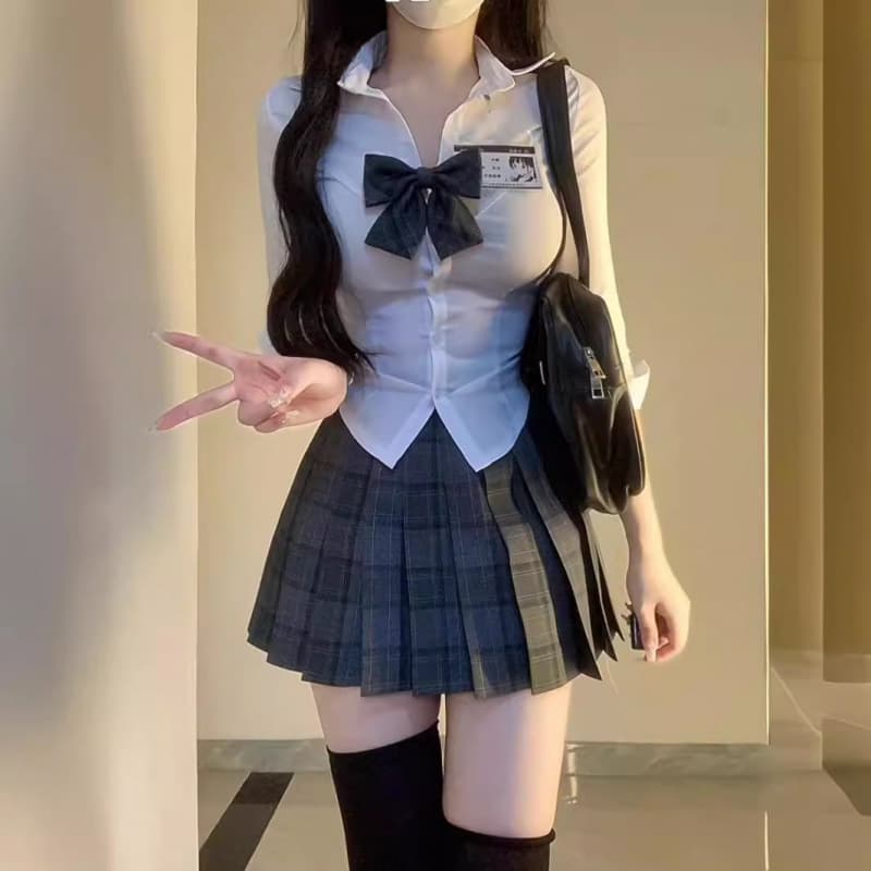 JK Uniform Pure Desire Hot Girl Waist-Cinching Shirt Women's Spring/Autumn Academic Style White Shirt Slimming Base Layer Top