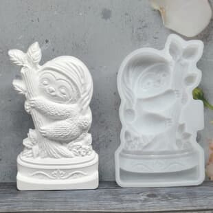 S2946 Sleeping Sloth Half-3D Figurine Decorative Cement Plaster Mold DIY Silicone Mold