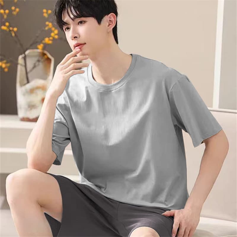 Men's Pajama Short Sleeve Shorts Thin Summer Homewear Set Loose Plus Size Outdoor Casual Sports Plus Size Wholesale