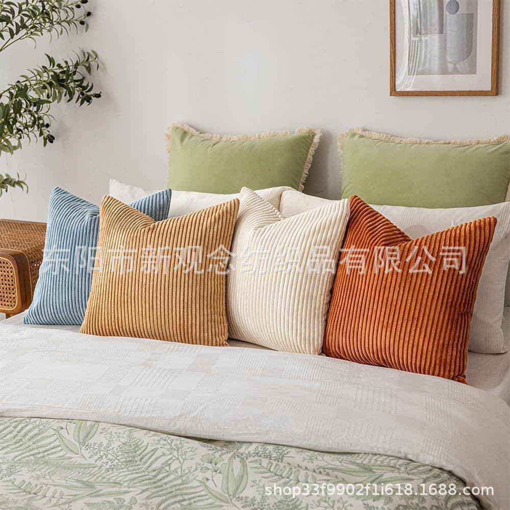 Directly supplied from the manufacturer, corduroy strip pillowcases, solid color cushions, plush pillowcases, cross-border e-commerce hot sellers, recommended textiles