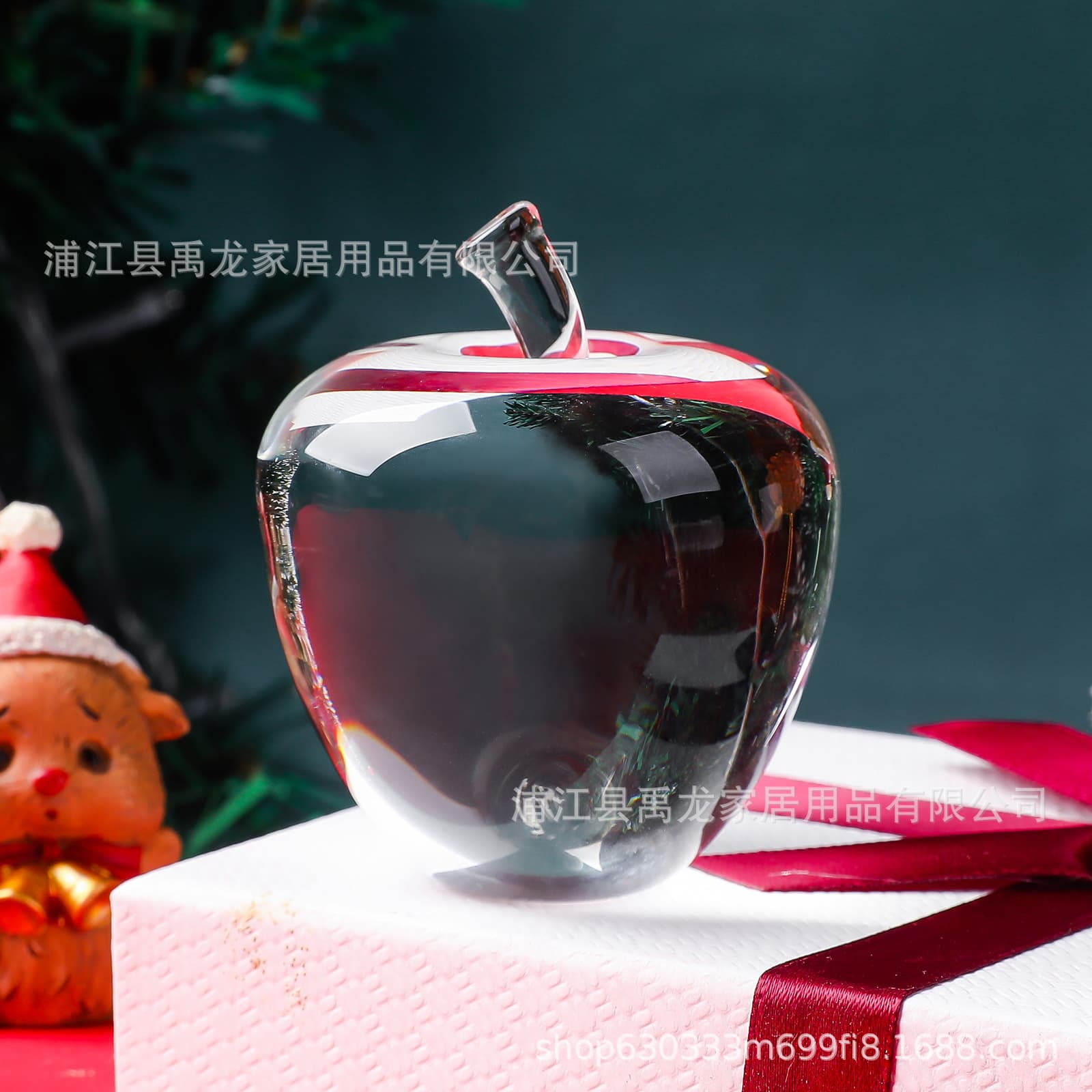 Transparent Large Apple Crystal Ornament, Interior Decoration, Christmas Eve Gift, Desktop Ornament, Children's Valentine's Day