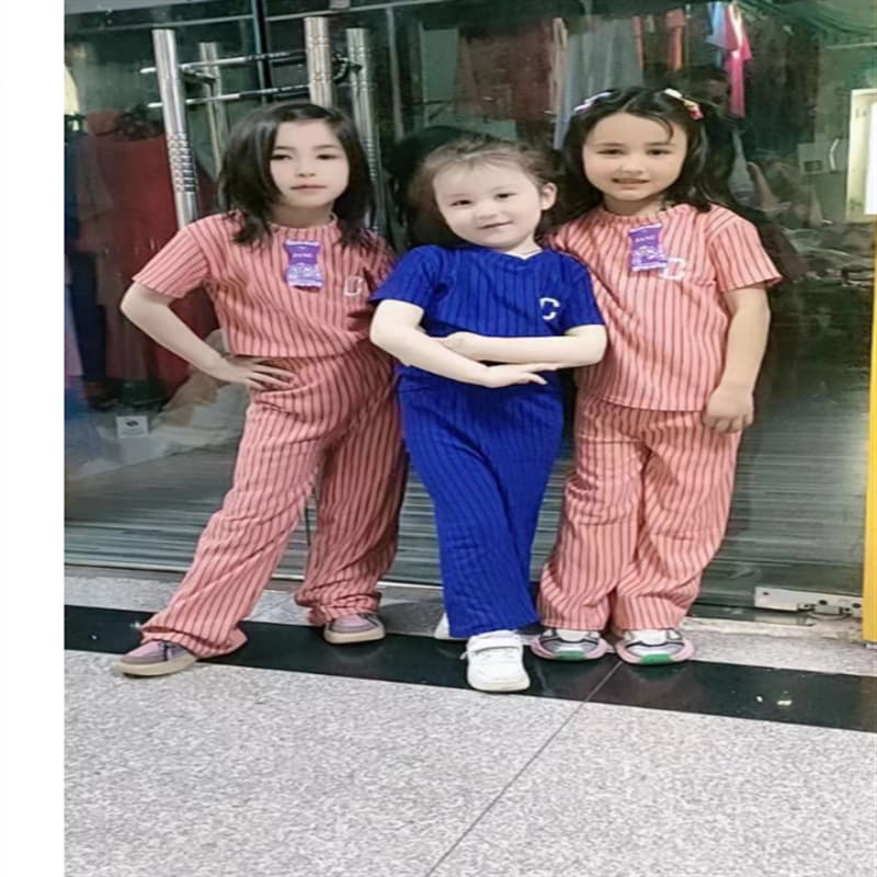 Children's Summer New Solid Color Short Sleeve Set Korean Style Casual Homewear Set Boys' and Girls' Clothing Wholesale