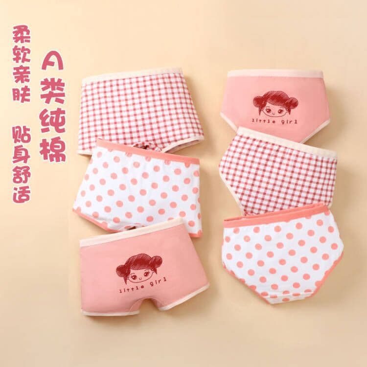 Girls Cotton Underwear, Flat Briefs for Toddlers, Big Girls, Triangle Briefs, No Wedgie
