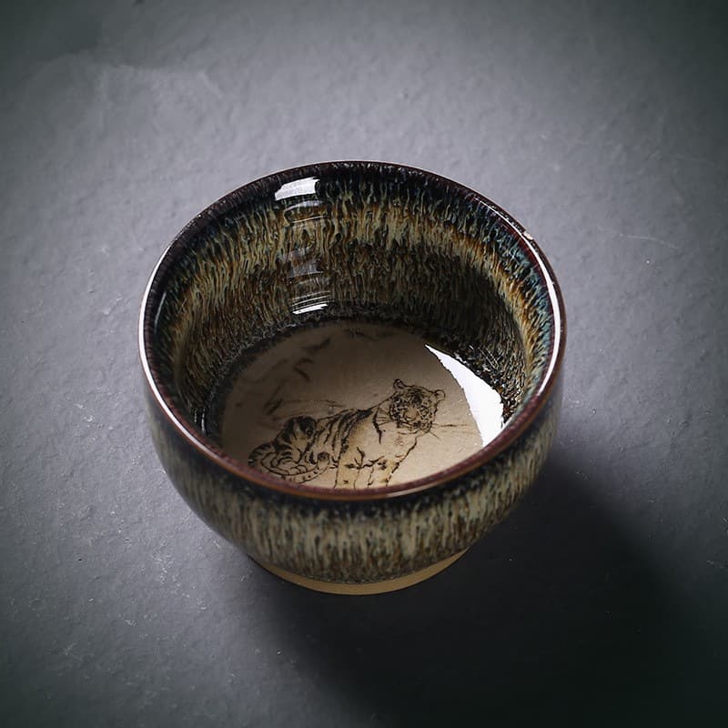 Twelve Zodiac Kung Fu Tea Cup, Jian Zhan Host Cup, Single Cup, Kiln Change Tasting Cup, Individual Ceramic Small Tea Bowl