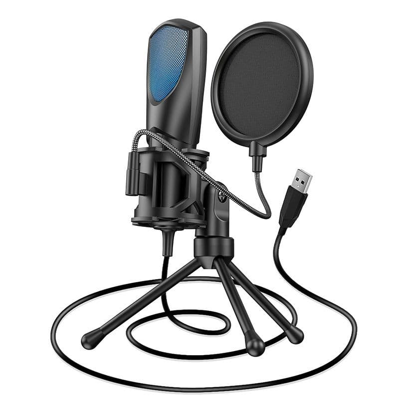 Cross-border Source RGB Gaming Esports Computer Desktop Condenser Microphone with Pop Filter and Stand