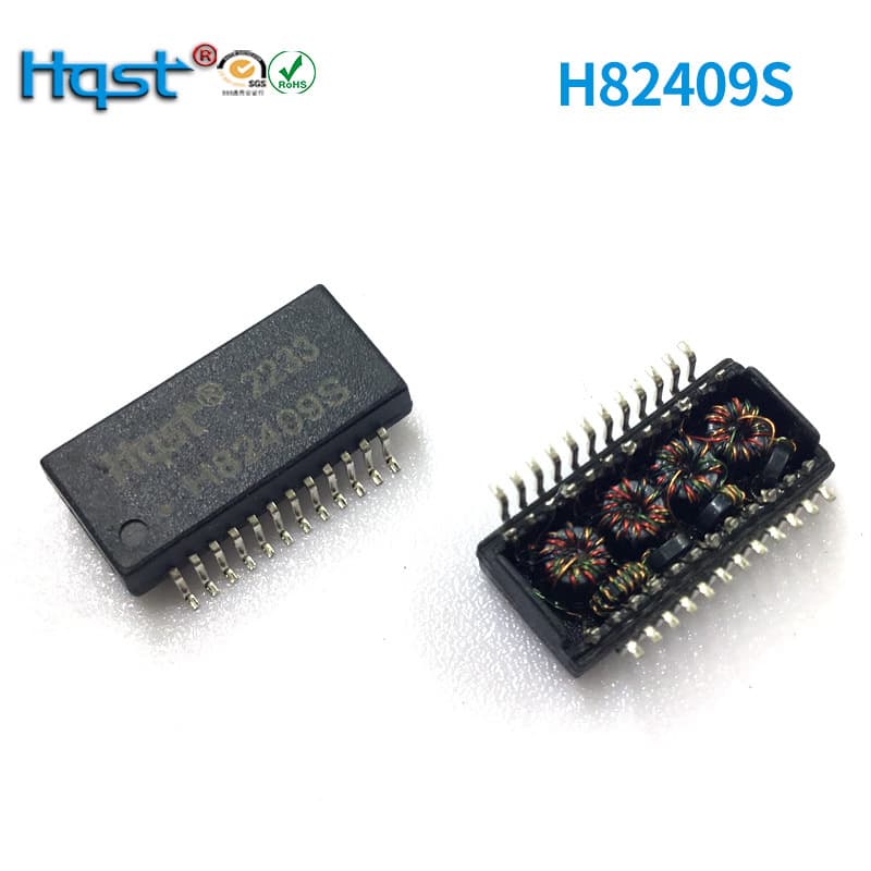 Ultra-Thin 24PIN SMD Ethernet Power Frequency Pulse Isolation Filter Network Transformer H82409S Factory Direct