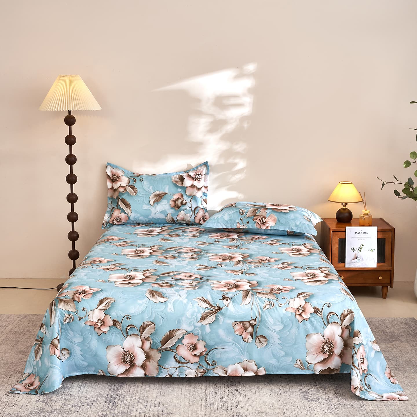 Skin-friendly printed single product washed cotton sheets three-piece set student dormitory pillowcase foreign trade source manufacturer wholesale labeling