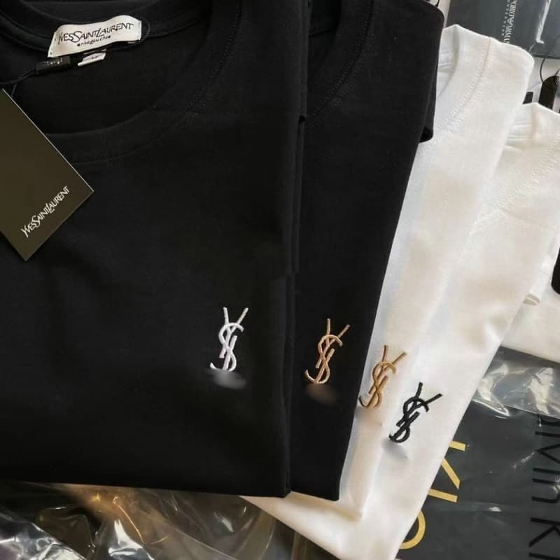 Embroidery Cotton Short Sleeve Unisex T-Shirt, Round Neck, Loose, Casual, Versatile, Fashionable Cotton T-Shirt for Women