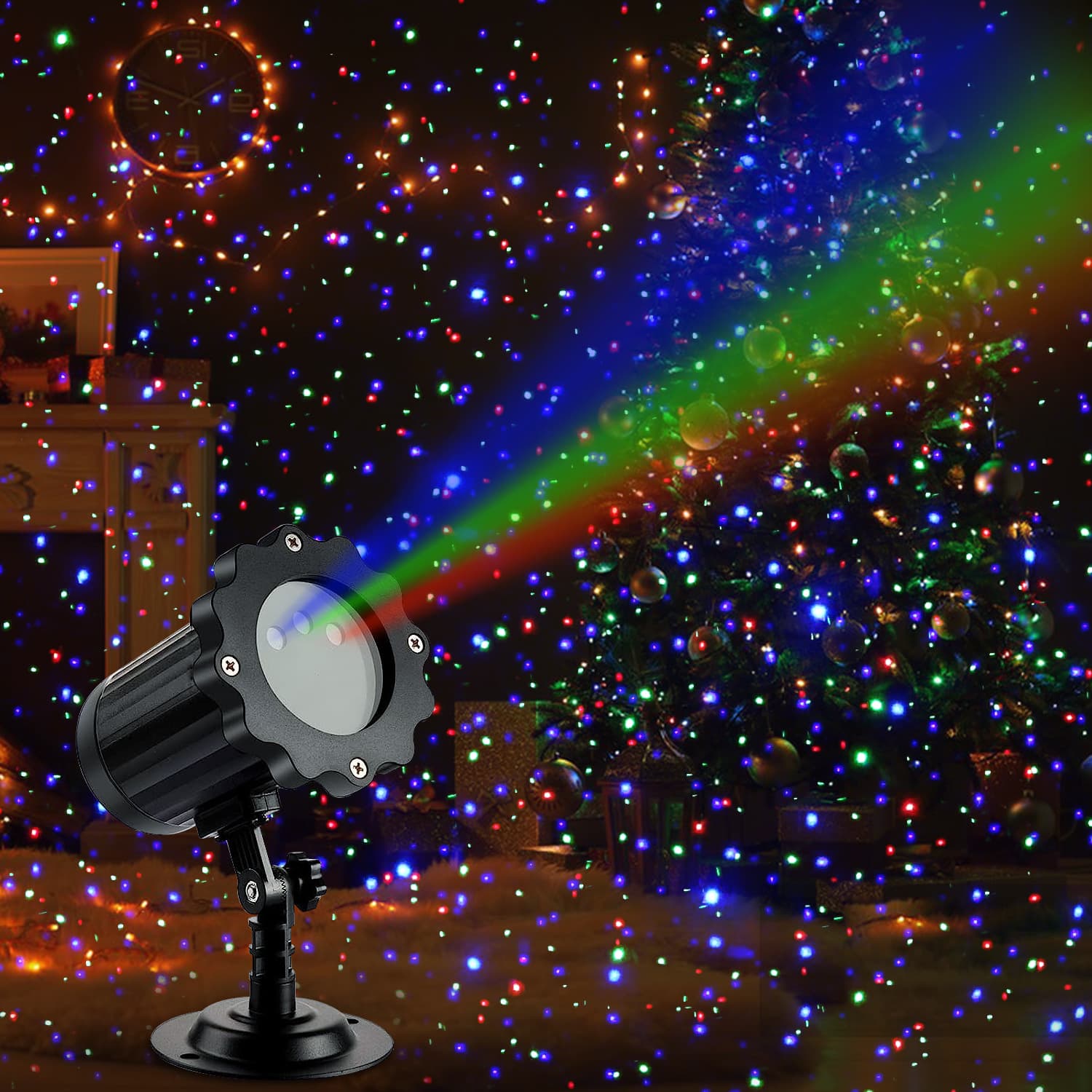 Cross-Border Christmas Pattern Laser Projector with Starlight Stage Laser, Outdoor Waterproof Lawn Spike Light