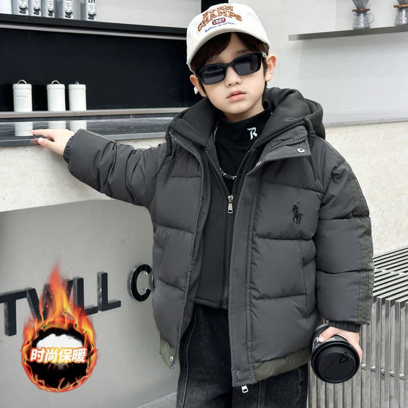 Boys Cotton Padded Winter Jacket, Thickened Fake Two-Piece 2024 New Style, Kids Quilted Coat Baby Cotton Warm Winter Wear