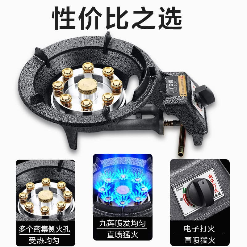 Single Burner Gas Stove for Home Use, Energy-Saving LPG/Natural Gas, Rural Biogas, Desktop Single-Eye Commercial High-Fire Stove