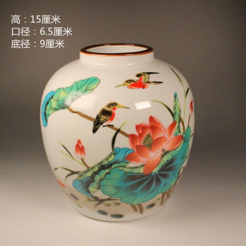 Lotus Flower Pattern Porcelain Jar, Chinese Style Ceramic Jar, Antique Porcelain, Home Furnishing Table/Cabinet Ornament