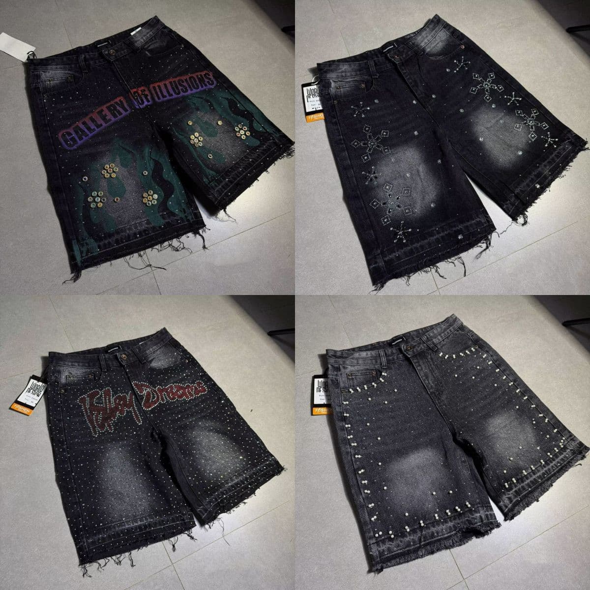 Men's denim shorts cross-border men's denim shorts street style five-point shorts in stock wholesale