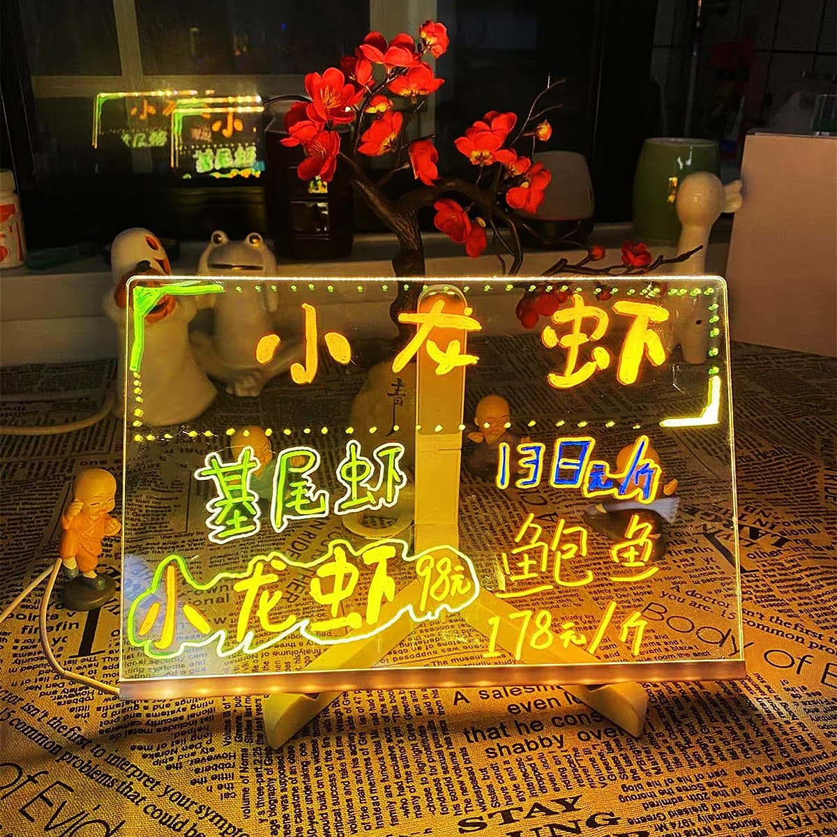 Ins Erasable Glow-in-the-Dark Blackboard LED Advertising Sign Writing Board Fluorescent Board for Stall Display
